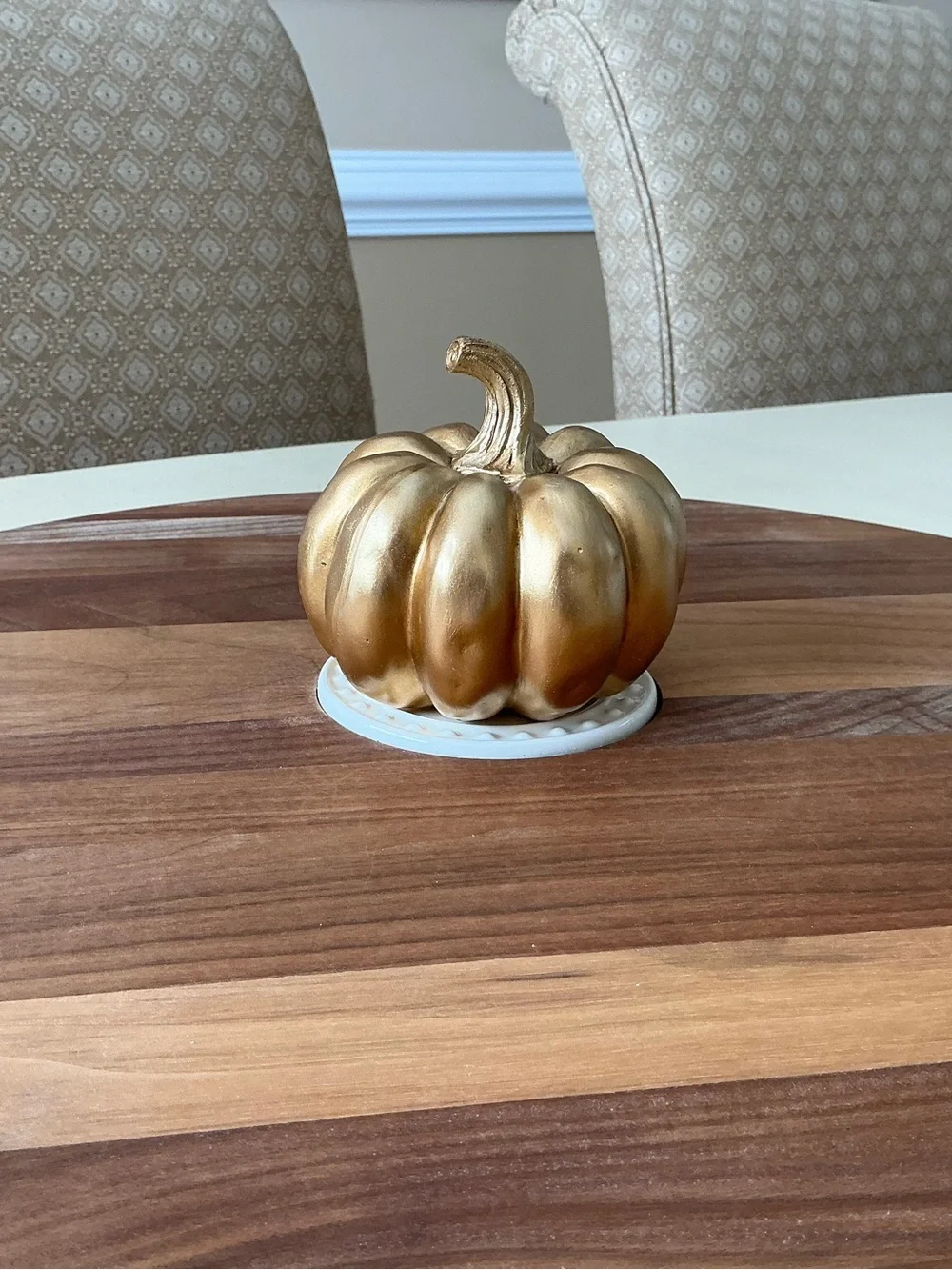 Large Gold Autumn Pumpkin Platter Decoration